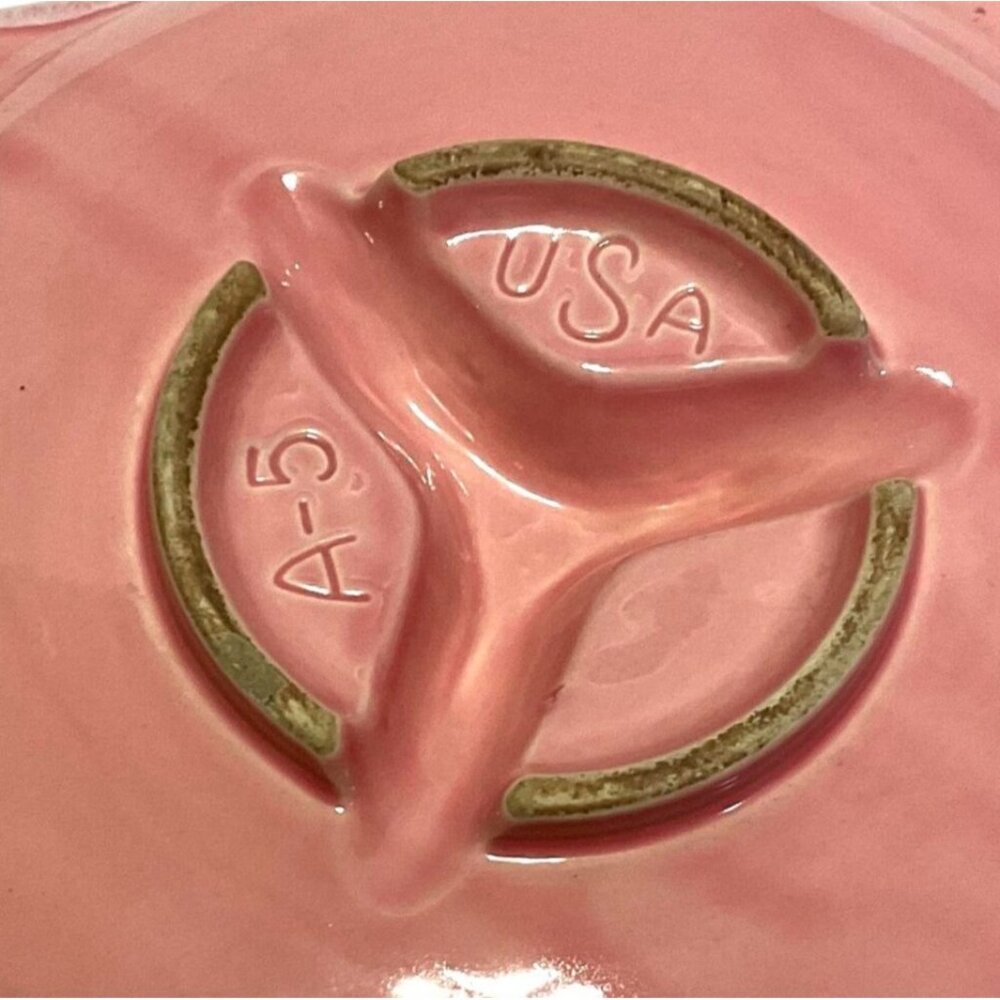 Vtg Hull MCM Ceramic Ashtray Pink USA Made A-5 1.75" H X 11.25" DIAM LARGE - Picture 3 of 6